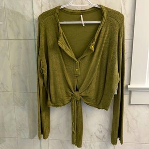 Free People Terry Cloth cropped with Tie front [size medium]